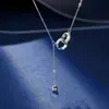Collar de Doble Anillo para Mujer 2023 Nuevo Estilo Lujo Ligero Alto Nivel Elegante Cadena para Clavícula con Borla Colgante de Anillo Microincrustado Joyería