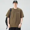 Nueva Camiseta de Manga Corta Pesada para Hombre 2026, Corte Holgado, Tallas Grandes, Marca de Moda, Estilo Ins, Ropa de Verano Fina para Hombre con Estampado de Media Manga
