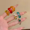 Anillo redondo de resina con diamantes súper brillante estilo Ins, diseño simple y moderno, anillo para el dedo índice, anillo transfronterizo europeo y americano para mujer