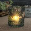 Portavelas de Vidrio con Estampado de Planta Verde Escandinavo DIY Copa para Velas de Incienso Cena Romántica a la Luz de las Velas Decoración Portabolígrafos Portavelas Ins