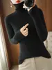 Suéter de Tricô Novo Estilo Gola Alta para Mulheres Outono Inverno Manga Longa Gola Alta Camada Base Slim Fit Canelado
