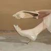 Zapatos de boda para mujer CH60-58 de tacón grueso, punta fina, con lentejuelas, nuevos zapatos de capa única primavera y otoño 2024, zapatos de novia, tacones altos