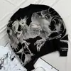 Moda Calle Gótica Harajuku Suéter de Cuello Redondo Punk Unisex Manga Larga de Moda Dibujos Animados Tejido de Ganchillo
