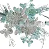 Parche de Tela de Flores Estéreo de Malla Caliente con Diamantes Calientes Azul Étnico Parche de Tela para Ropa Estilo Dinastía Han Accesorios Decorativos
