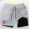 Pantalones Cortos de Entrenamiento de Verano Serie Araña Secado Rápido Falsos de Dos Piezas Fitness Running Deportes Pantalones Deportivos Unisex Pantalones Cortos Forrados