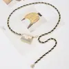 Acessório de Corrente de Cintura Estilo Chanel com Decoração de Losango, Bolsa de Cintura, Cinto de Corrente de Couro para Vestido, Tendência de Moda Feminina