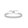 Pulseira de Zircônia Tennis 4mm Simples e Fashion, Best-Seller Transfronteiriça Europeia e Americana para Mulheres, Joia Versátil Ajustável com Puxador