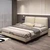 Cama Minimalista de Estilo Italiano para Uso Doméstico de Cuero Genuino, Modelo Nuevo Simple Cama Grande para Dormitorio Principal, Cama Matrimonial con Almacenamiento, Cama de Boda, Cama Grande de Cuero Genuino