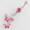 Anillo para Ombligo Doble Mariposa Arete para Ombligo Acero Inoxidable Médico Barra Curva Joyería de Moda Europea y Americana Bajo Precio Venta al Por Menor Venta al Por Mayor