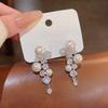 Pendientes de plata S925 con diseño de alta calidad y perlas de circón, elegantes y geométricos, con diseño de hada súper moderna para mujer.