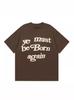 Camiseta de Manga Corta con Estampado de Letras Kanye Rebirth de Marca Nueva, Estilo Americano High Street, Holgada, para Pareja, Algodón Puro, Cuello Redondo