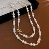 Collar con Perlas y Cuentas en Forma de Gota de Agua Incrustadas con Diamantes Transfronterizo Cadena de Suéter Otoño e Invierno Francesa de Lujo Ligero Joyería de Moda Versátil de Alta Gama