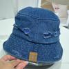 Chapéu de Pescador de Denim Rasgado e Lavado do Designer de Nicho para Crianças Primavera e Verão Casual All-match Face Mostrado Pequeno Chapéu de Bacia de Guarda-sol