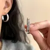 Pendientes Metálicos Redondos con Patrón de Cruz de Aguja de Plata, Casuales, Sencillos, Modernos, Elegantes, Pendientes de Nicho de Alta Gama para Mujer