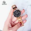 Reloj con Correa de Cuero Guou, Nuevo Reloj de Pulsera Unisex para Mujer con Correa de Acero, Reloj de Cuarzo Luminoso con Calendario, Reloj Simple para Mujer