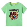 2023 Nova Roupa Infantil de Algodão Minecraft Meu Mundo Verão Manga Curta Camiseta para Meninos Camiseta Fina Top