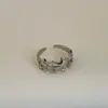 Anillo Abierto Estilo Francés Café Oro Microincrustado para Mujer, Anillo de Dedo Índice de Lujo Ligero de Gama Alta, Anillo Apilable de Nicho Oro Champagne