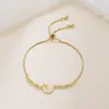 Pulsera Deslizante de Moda Estilo Coreano Chapada en Oro Real para Mujer, Pulsera de Luna y Concha para Cintura Pequeña, Joyería de Pulsera con Circonita Microincrustada