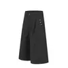 Y6086 Estilo Callejero Americano Unisex Retro Rayas Decoración Metálica Diseño Pantalones Cortos Holgados de Siete Cuartos para Hombre