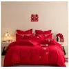 Juego de ropa de cama para boda, juego de cuatro piezas, nuevo estilo 2026 sábana y funda de edredón, rojo para recién casados, para la habitación nupcial