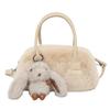 Bolsa de Pelúcia Super Popular Transfronteiriça para Mulheres, Novo Estilo, Bolsa de Mão Simples e Elegante para o Dia a Dia, Bolsa Boston de Pelúcia com Textura de Nicho