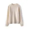 Suéter Básico Feminino Gola Alta Meia-Estação Outono e Inverno Cor Sólida Simples Camada Base Malha Cashmere Completa Pulôver Solto Emagrecimento