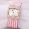Reloj de Mujer Cuadrado con Correa de Cuero con Patrón de Serpiente Transfronterizo Incrustado de Diamantes Reloj de Cuarzo Totalmente Incrustado de Diamantes Fabricante de Relojes para Mujer Venta al por Mayor