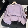 Estilo Coreano Suave Primavera y Otoño Suave Cera Abrigo Cárdigan Dulce Elegante Perezoso Suéter Corto Encaje Calado Suéter Tejido