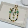 Cadena para Teléfono de Imitación Cristal de Gama Alta Estilo Coreano y Japonés, Cordón para Teléfono con Cuentas Verdes, Correa de Muñeca, Cadena Colgante, Accesorio de Gama Alta