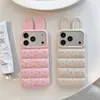 Capa 3D de Coelho com Estampa Floral para Apple 17 Pro Max, Fofa para iPhone 16, 15, 14 para Meninas