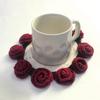Porta-copos de Rosa Acabado Cesta de Flores Crochê de Lã Feito à Mão DIY Presente Mini Enfeites Flor Lilás Mesa