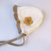 Gorro de lana con encaje para bebé de otoño e invierno, gorro de pescador dulce para niña bebé y niño pequeño, gorro tejido estilo coreano de princesa con protección para las orejas