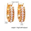 Pendientes de Zirconia con Forma de Corazón y Forma de C Transfronterizos Estilo Europeo de Alta Gama para Mujer Pinzas para Orejas de Estrella Pendientes de Perla de Lujo Ligero Oro de 18 Quilates