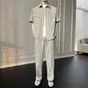 Comercio Exterior Transfronterizo Camisa Casual Traje de Hombre Verano Seda de Hielo Secado Rápido Manga Corta Pantalones Cortos Conjunto Completo para Hombre Fresco y con Estilo