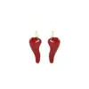 Pendientes de Aguja de Plata Diseño de Nicho de Lujo Ligero Europeo y Americano Pendientes Exquisitos Únicos de Chile Rojo Pendientes de Moda Divertidos de Tendencia