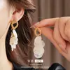 Pendientes de Borla de Concha Redonda Aguja de Plata Pendientes de Moda Joker para Vacaciones Lujo Ligero Sentido de Alta Gama Pendientes de Nicho Venta al por Mayor