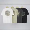 Camiseta de Verão com Estampa de Pedra Transfronteiriça, Manga Curta, Estampa de Bússola, Espuma 3D, Gola Redonda, Ombro Caído, Casual, Caimento Solto, Unissex