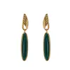 Pendientes Colgantes Esmeralda Vintage de Qingdao Pendientes Artísticos Retro de Nicho Pendientes de Botón Versátiles de Moda Sensación de Lujo Ligero de Alta Gama