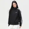 Chaqueta deportiva de marca europea y americana de moda con tres rayas, chaqueta casual de lunares de corte holgado con cuello alto para mujer, chaqueta de lunares con cremallera para primavera y otoño