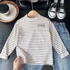 Ropa Infantil Otoño e Invierno 2025 Niños Camisetas Base Rayadas Elásticas para Niños de Mayor Edad Ropa Infantil Camisetas de Manga Larga Venta al por Mayor