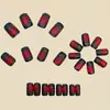 Pegatinas para Uñas Rojas de Rosa para San Valentín, de Longitud Media y Forma Cuadrada, Pegatinas de Uñas de Moda Europeas y Americanas, Removibles y Usables