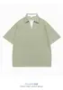 Camisa Polo de Punto Waffle de Verano Falsa de Dos Piezas para Hombre, Corte Holgado, Camiseta de Manga Corta con Cuello en V, Top Casual Estilo Japonés