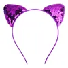 Faixa de cabelo de orelha de gato com lantejoulas transfronteiriça, fofa de desenho animado para crianças, acessórios de gato DIY, faixa de tecido para cabelo, acessórios de cabelo, venda direta