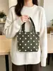 Bolsa tote de bolinhas transfronteiriça, estilo retrô e artístico, mini bolsa de lona, adequada para estudantes usarem na escola, no trajeto e para carregar lancheiras