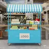 Carrito de flores de hierro para vendedor ambulante, carrito pequeño para mercados nocturnos, carrito de entrega de alimentos, puesto de comida móvil, carrito de snacks móvil para exteriores