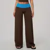 Pantalones deportivos de punto transfronterizos con cintura de color contrastante, casuales y de moda, control de abdomen, cintura alta, realce de glúteos, ligeramente acampanados, pantalones de yoga 9639