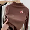 Camiseta Interior Térmica Casual de Manga Larga para Niña, Otoño Invierno, Nueva Tela Térmica, Cuello Medio Alto con Volantes