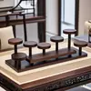 Estante de Exhibición de Madera de Nogal Pequeño Adorno de Madera Maciza Juego de Té Estante para Hojas de Té Gabinete de Múltiples Tesoros Estante de Exhibición de Tetera de Arcilla Púrpura Estante de Almacenamiento