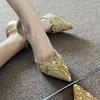 2025 Nuevos Zapatos de Diamantes de Imitación Zapatos de Boda con Flores Nuevos Tacones Altos Dama de Honor Novia Tacones Altos Sandalias Huecas
