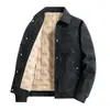 Jaqueta de Trabalho Retro com Lapela em Camurça Masculina Outono Inverno Novo Estilo Quente Bloqueio de Temperatura Solta Jaqueta de Penas Outerwear